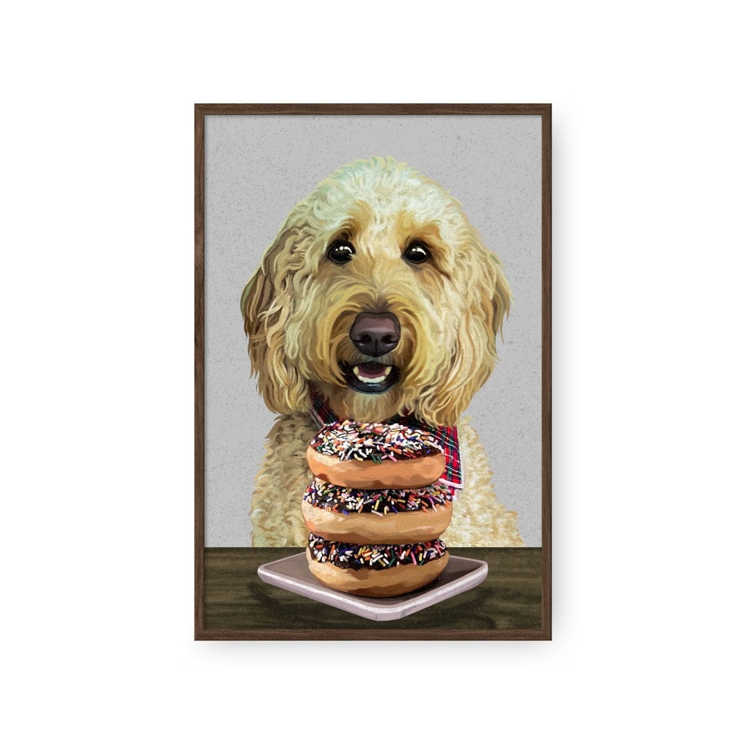 Royal and Paws - Framed Poster Custom Pet with Donuts Portrait - Framed Poster