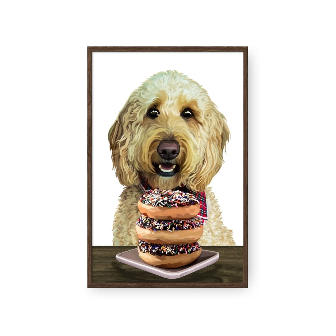 Royal and Paws - Framed Poster Custom Pet with Donuts Portrait - Framed Poster