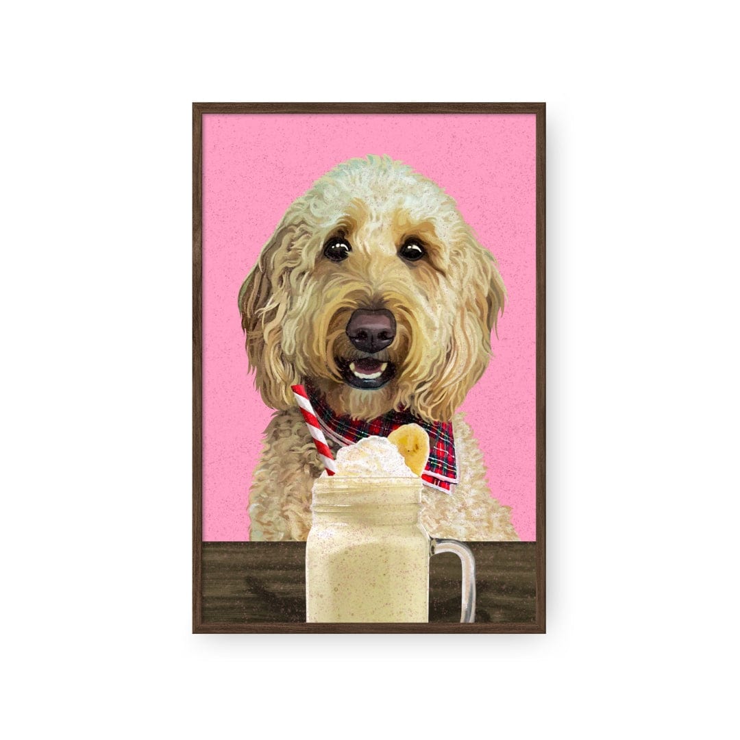 Royal and Paws - Framed Poster Custom Pet with Banana Shake Portrait - Framed Poster