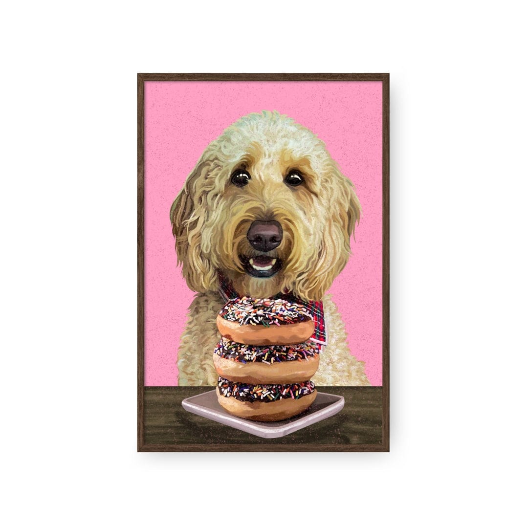 Royal and Paws - Framed Poster Custom Pet with Donuts Portrait - Framed Poster