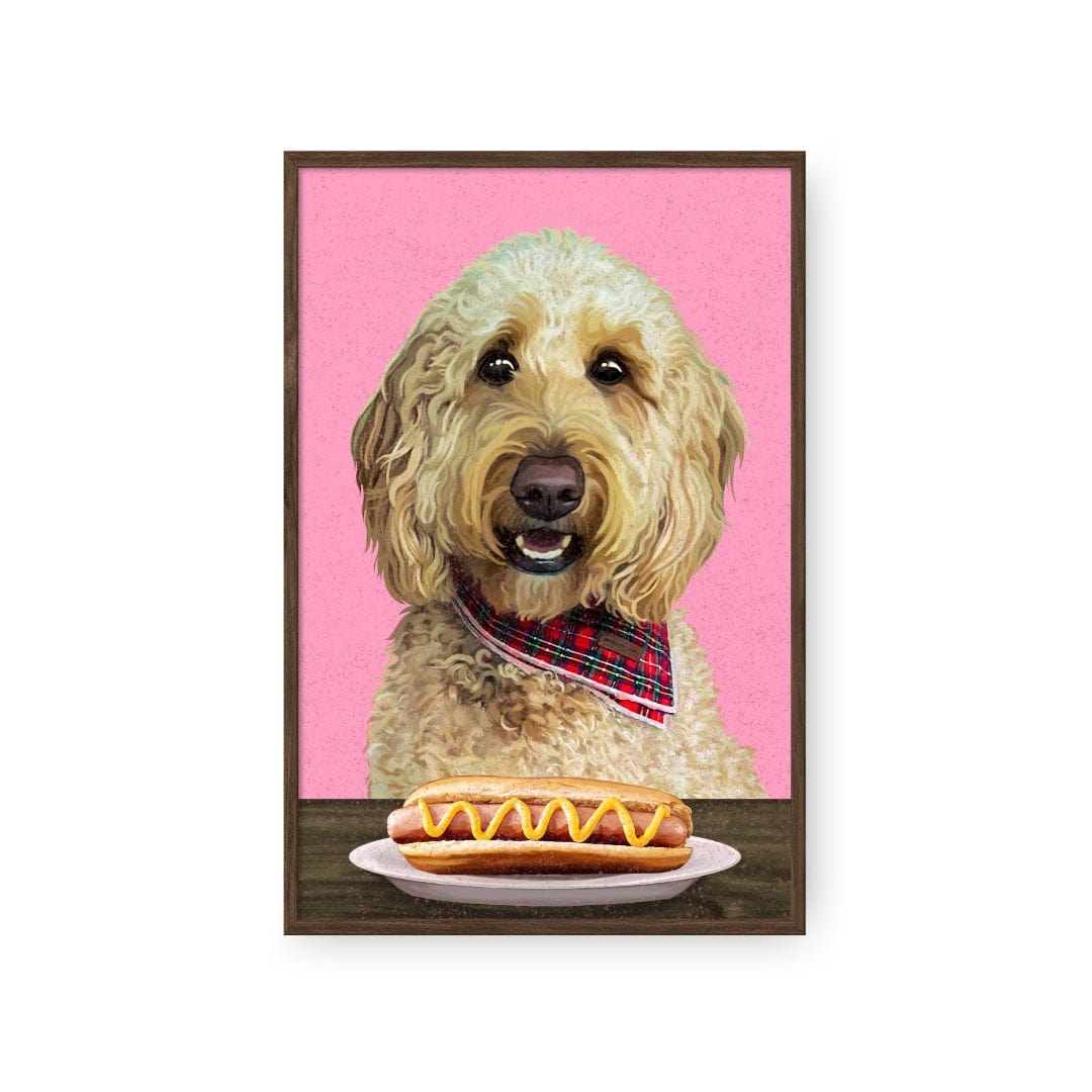 Royal and Paws - Framed Poster Custom Pet with Hot Dog Portrait - Framed Poster