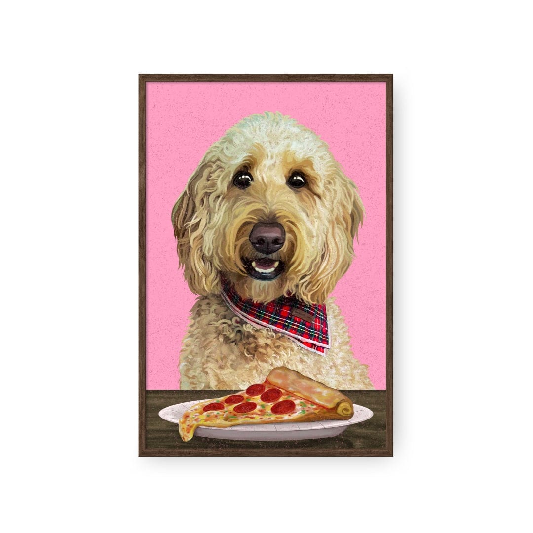 Royal and Paws - Framed Poster Custom Pet with Pizza Portrait - Framed Poster