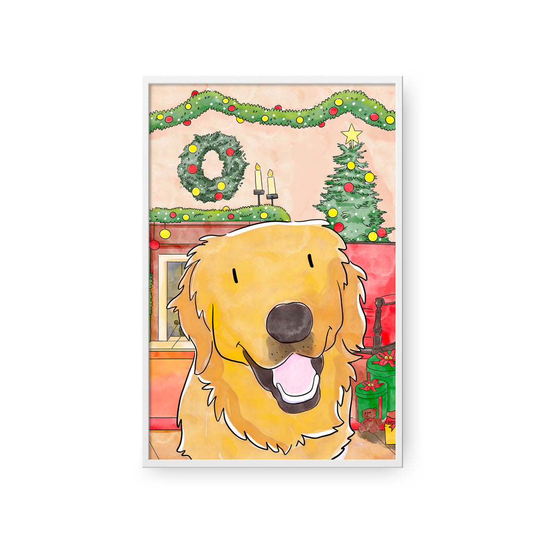 Christmas Watercolor Pet Portrait - One Pet