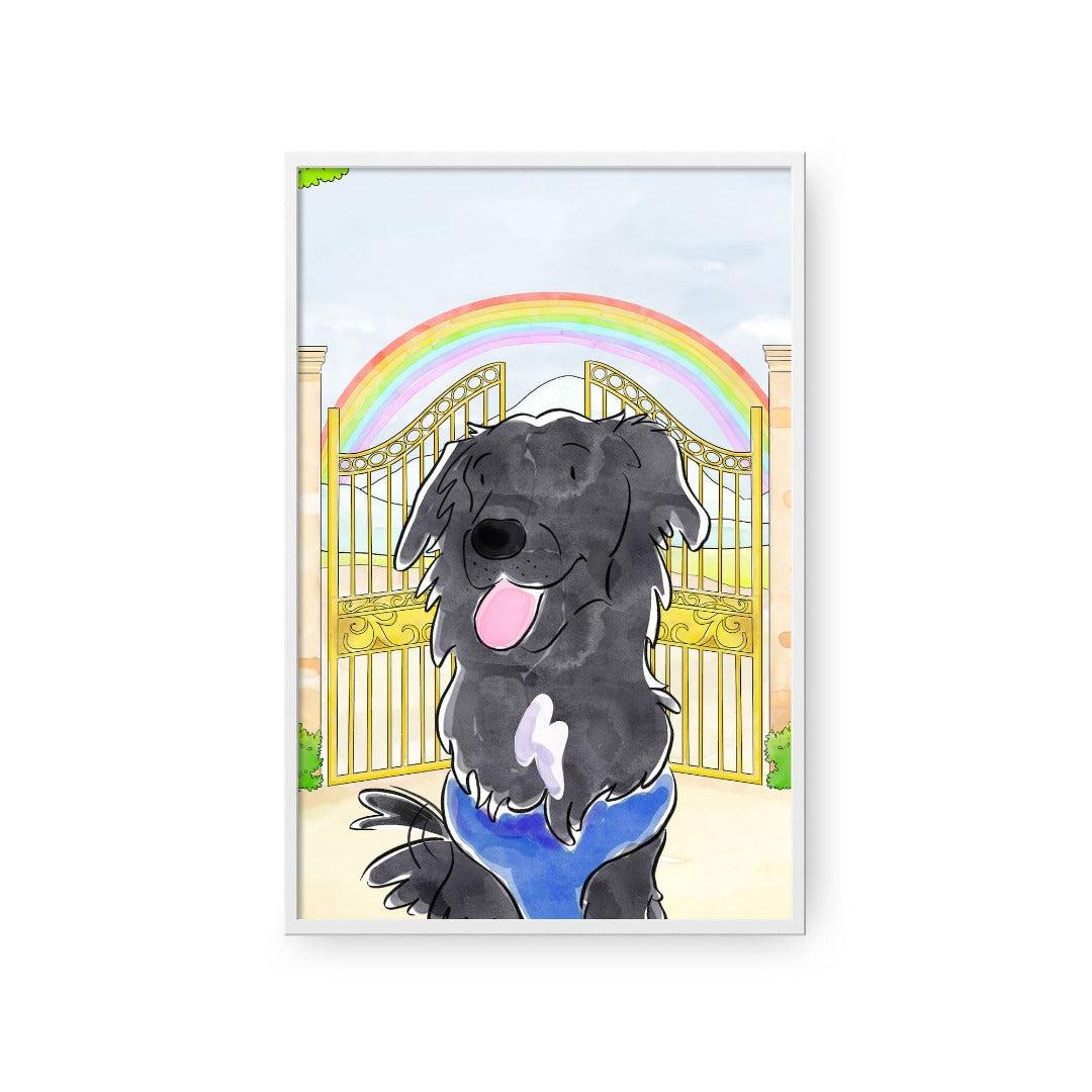 Royal and Paws - Framed Poster Watercolor Pet Portrait - One Pet, Framed Poster 10" x 8" / White / Rainbow Bridge