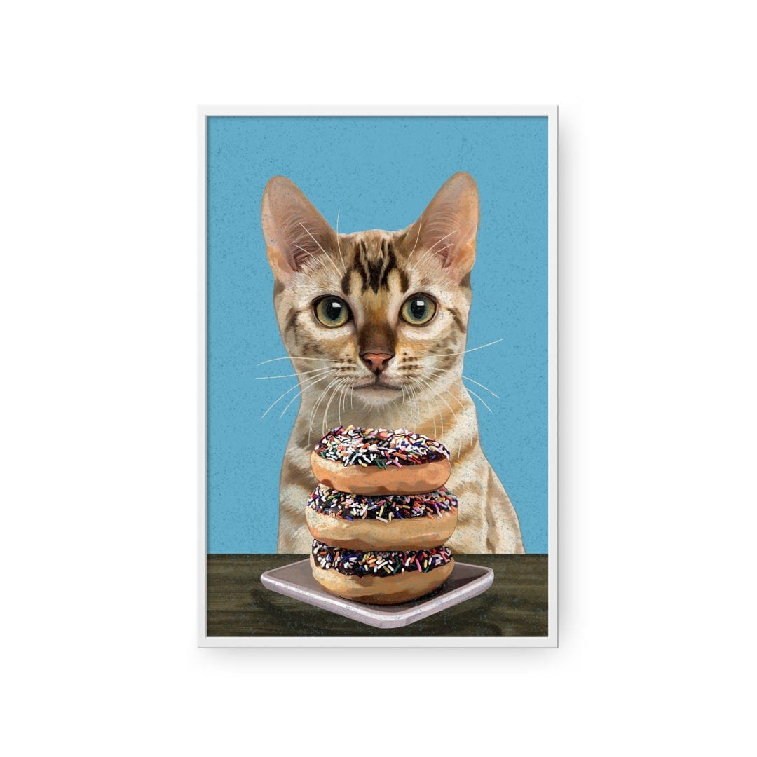 Royal and Paws - Framed Poster Custom Pet with Donuts Portrait - Framed Poster