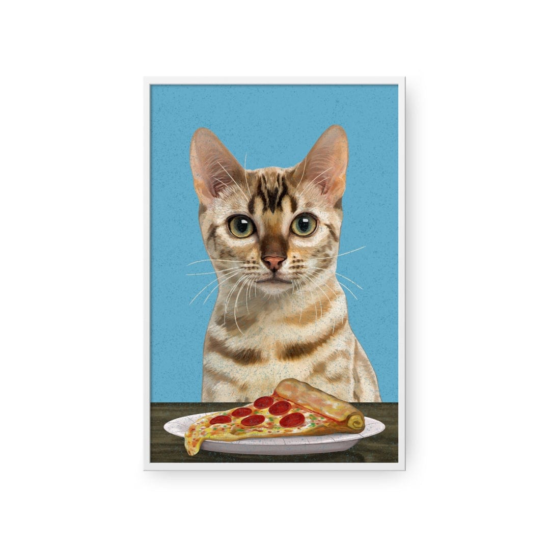 Royal and Paws - Framed Poster Custom Pet with Pizza Portrait - Framed Poster