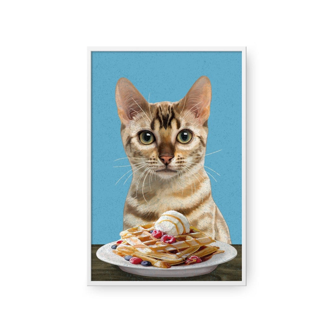 Royal and Paws - Framed Poster Custom Pet with Waffles Portrait - Framed Poster 8" x 10" / White / Blue