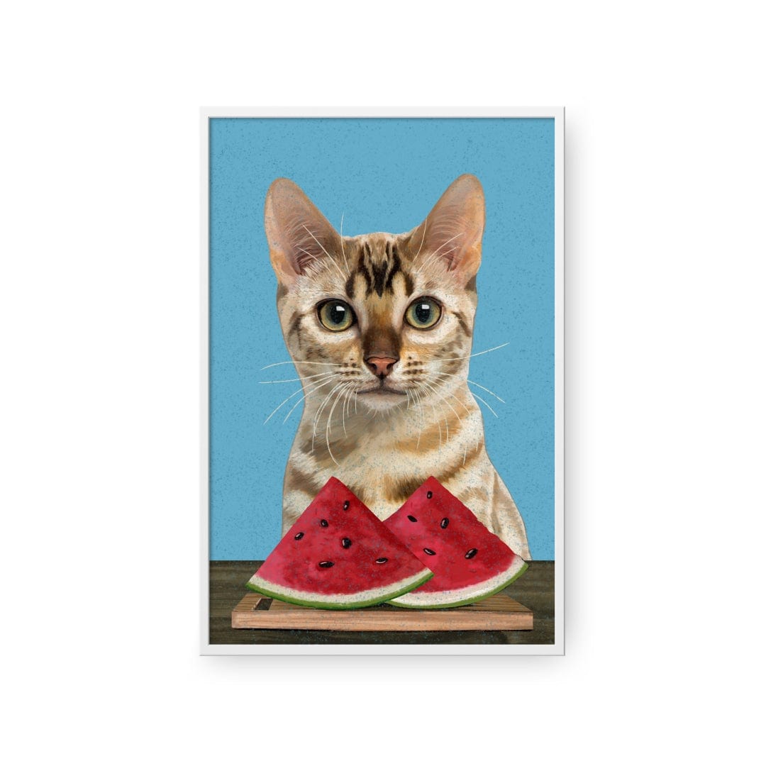 Royal and Paws - Framed Poster Custom Pet with Watermelon Portrait - Framed Poster 8" x 10" / White / Blue