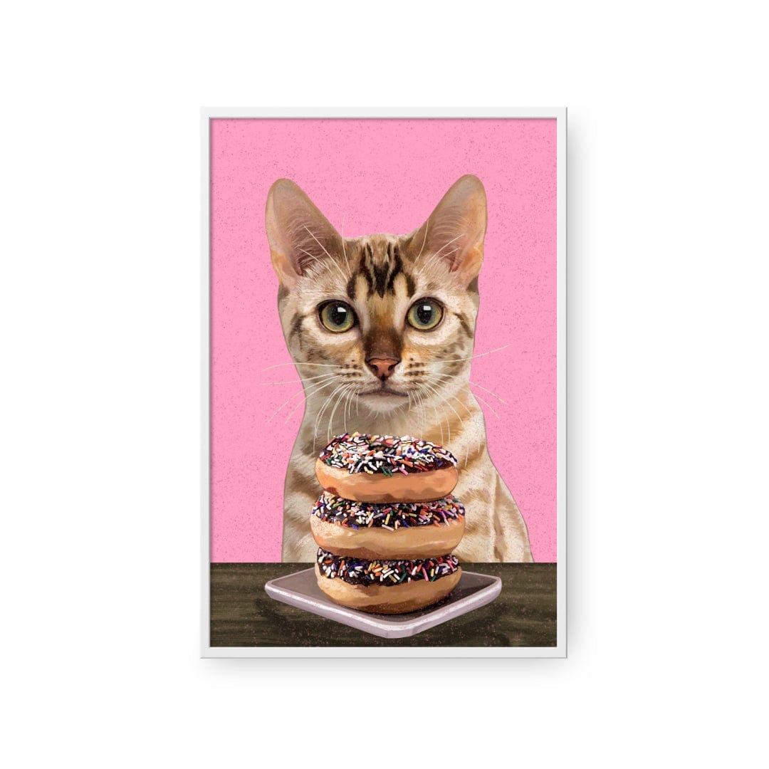 Royal and Paws - Framed Poster Custom Pet with Donuts Portrait - Framed Poster