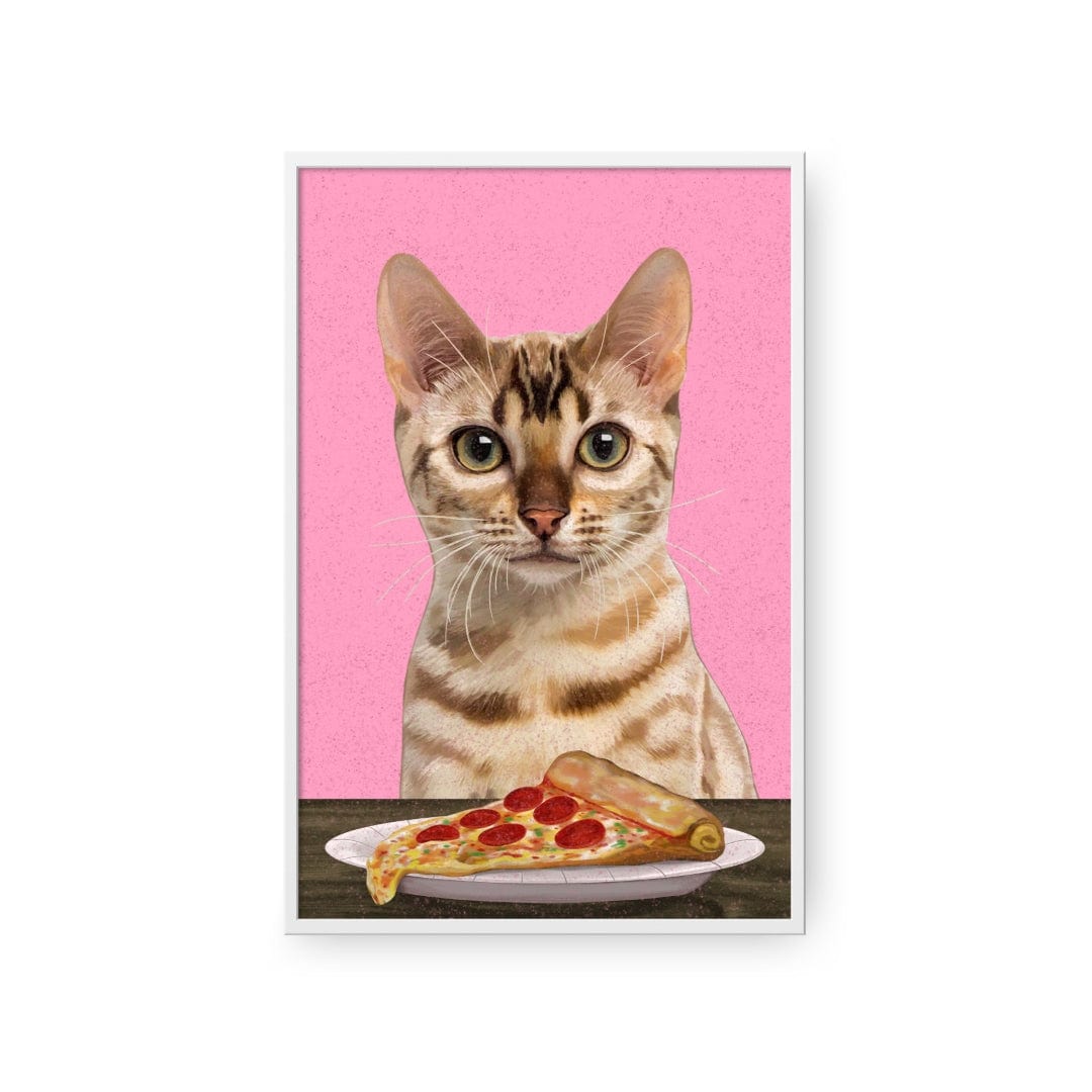 Royal and Paws - Framed Poster Custom Pet with Pizza Portrait - Framed Poster