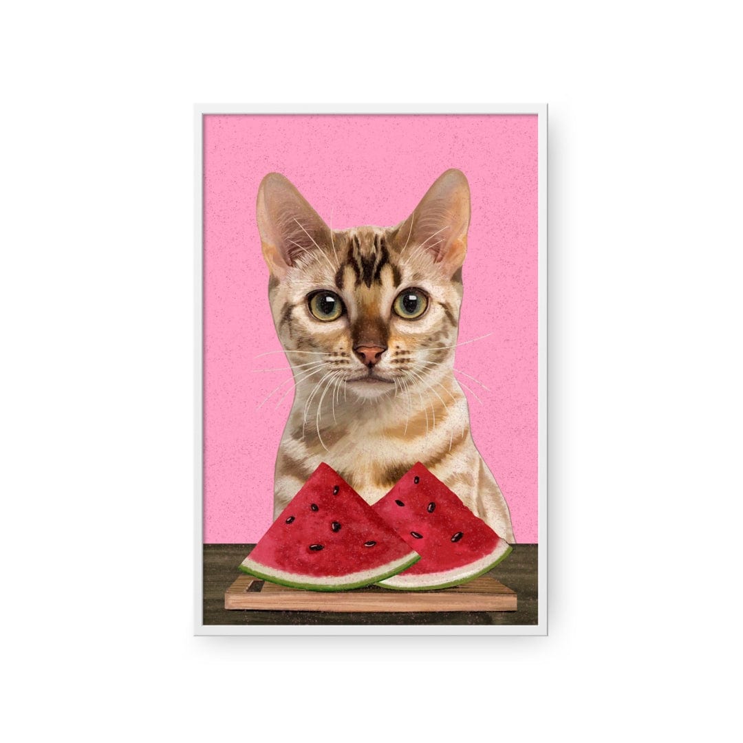 Royal and Paws - Framed Poster Custom Pet with Watermelon Portrait - Framed Poster 8" x 10" / White / Pink