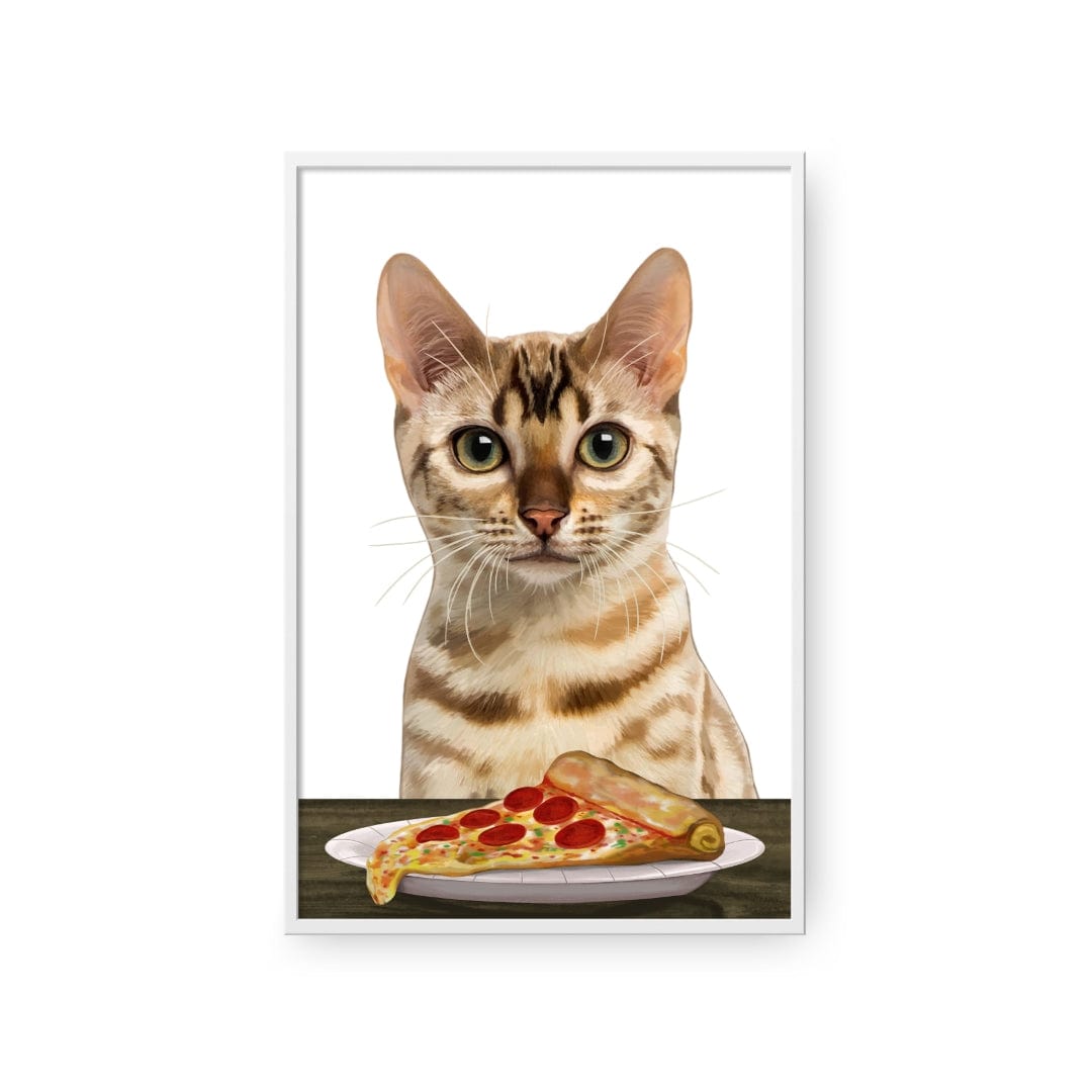 Royal and Paws - Framed Poster Custom Pet with Pizza Portrait - Framed Poster