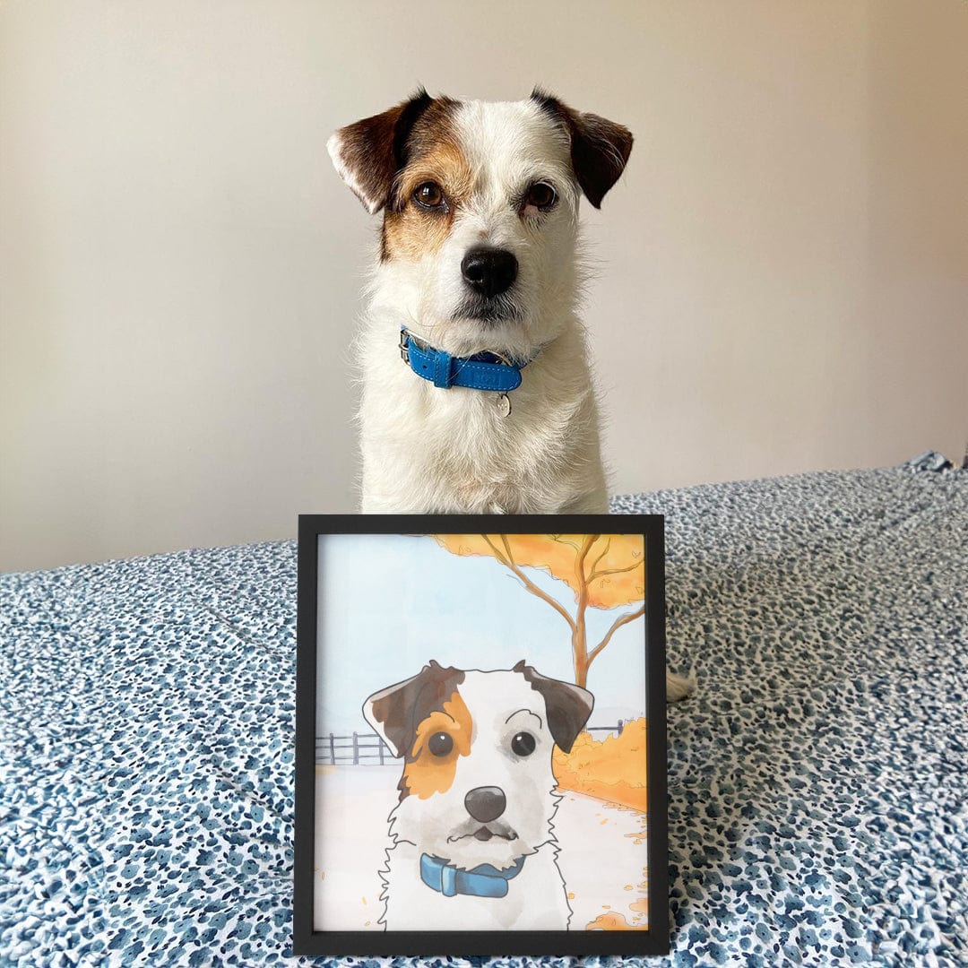 Watercolor Pet Portrait - One Pet, Framed Poster