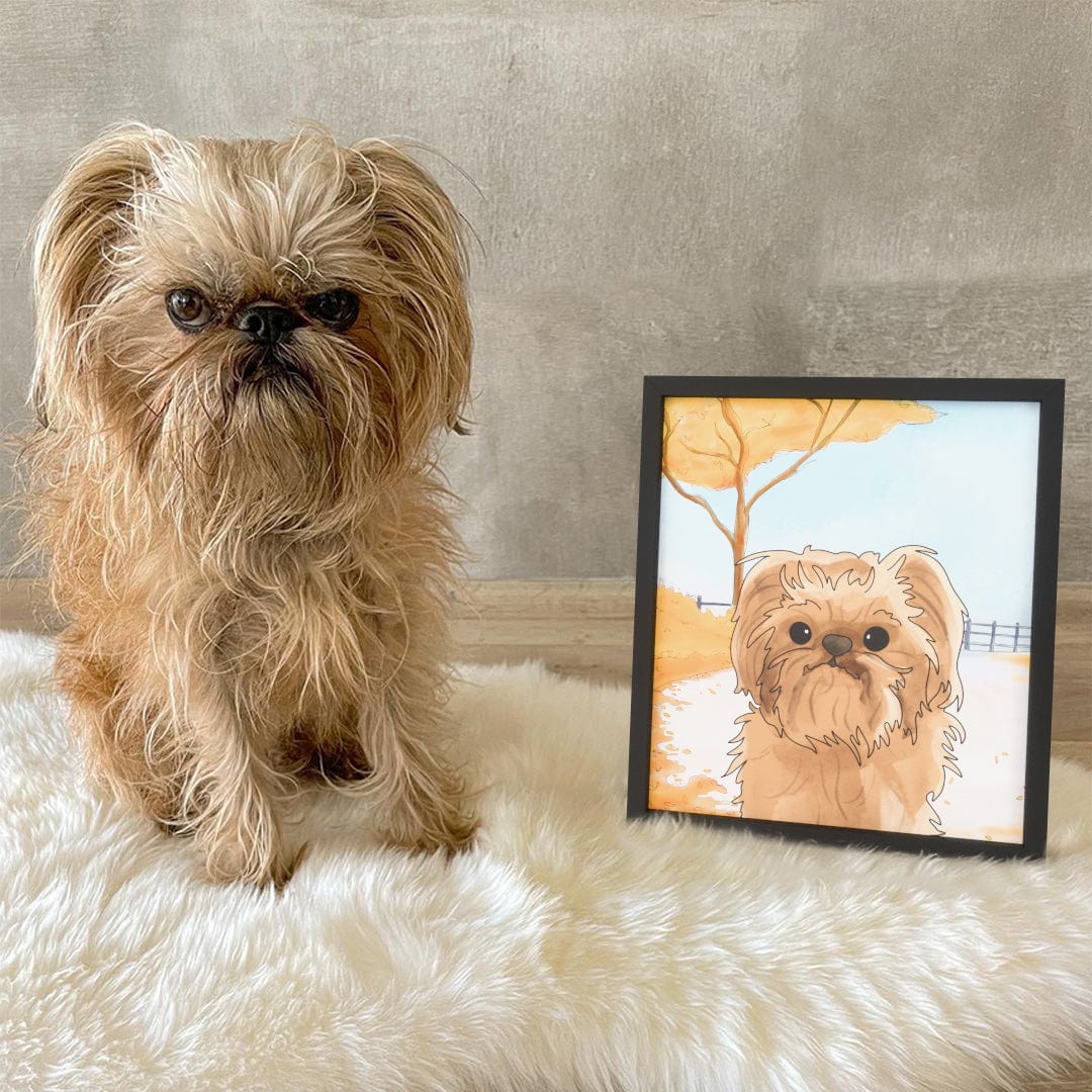 Watercolor Pet Portrait - One Pet, Framed Poster