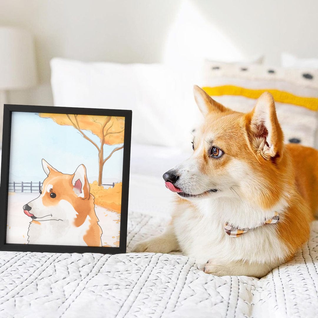 Watercolor Pet Portrait - One Pet, Framed Poster