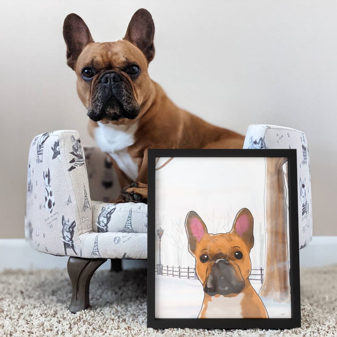 Watercolor Pet Portrait - One Pet, Framed Poster