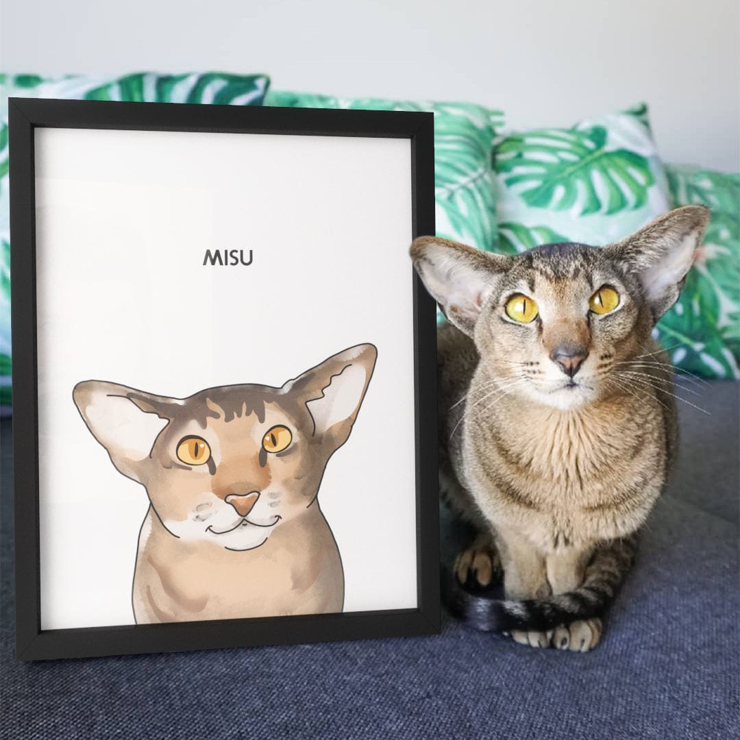 Watercolor Pet Portrait - One Pet, Framed Poster