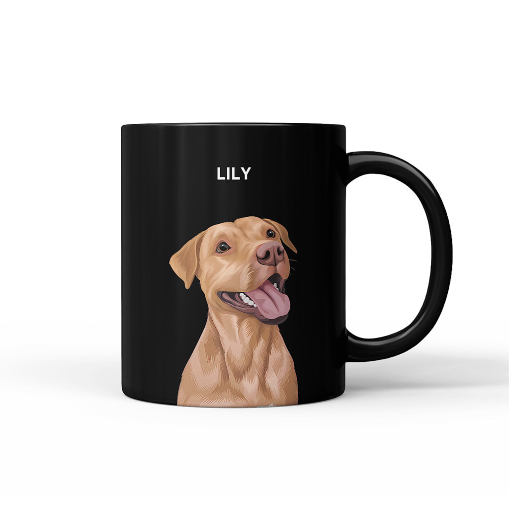 Royal and Paws - Mug Custom Modern Pet Portrait Mug - One Pet 11oz - Black