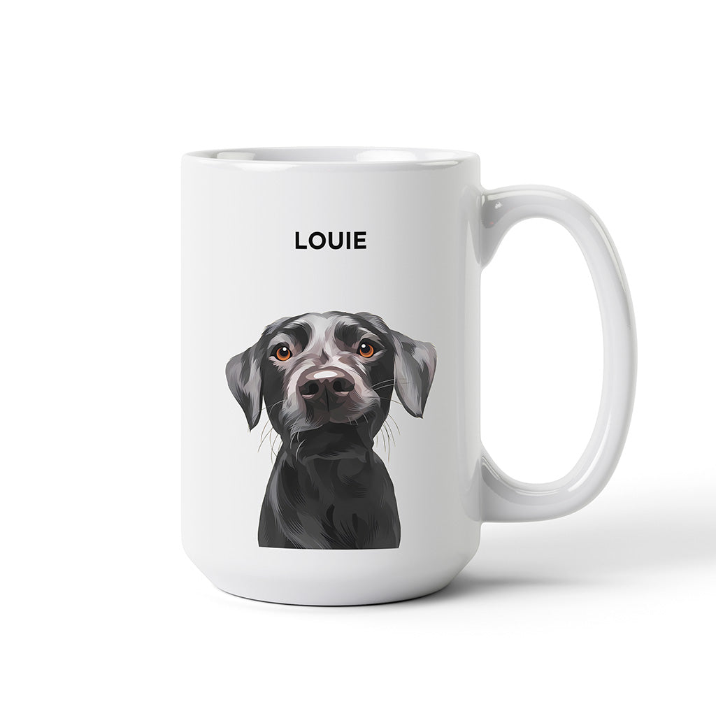 Royal and Paws - Mug Custom Modern Pet Portrait Mug - One Pet 15oz - White