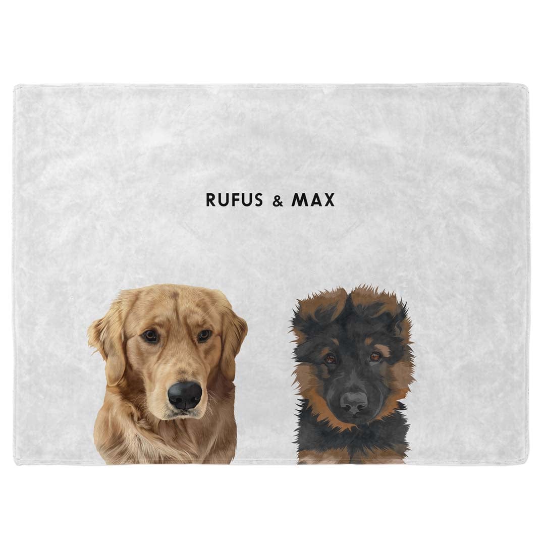 Royal and Paws - Blanket Modern Pet Face Blanket - Two Pets 30" x 40" / With Name