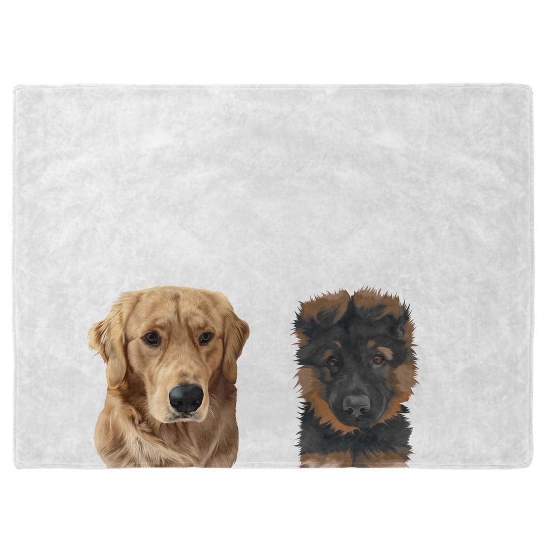 Royal and Paws - Blanket Modern Pet Face Blanket - Two Pets 30" x 40" / Without Name