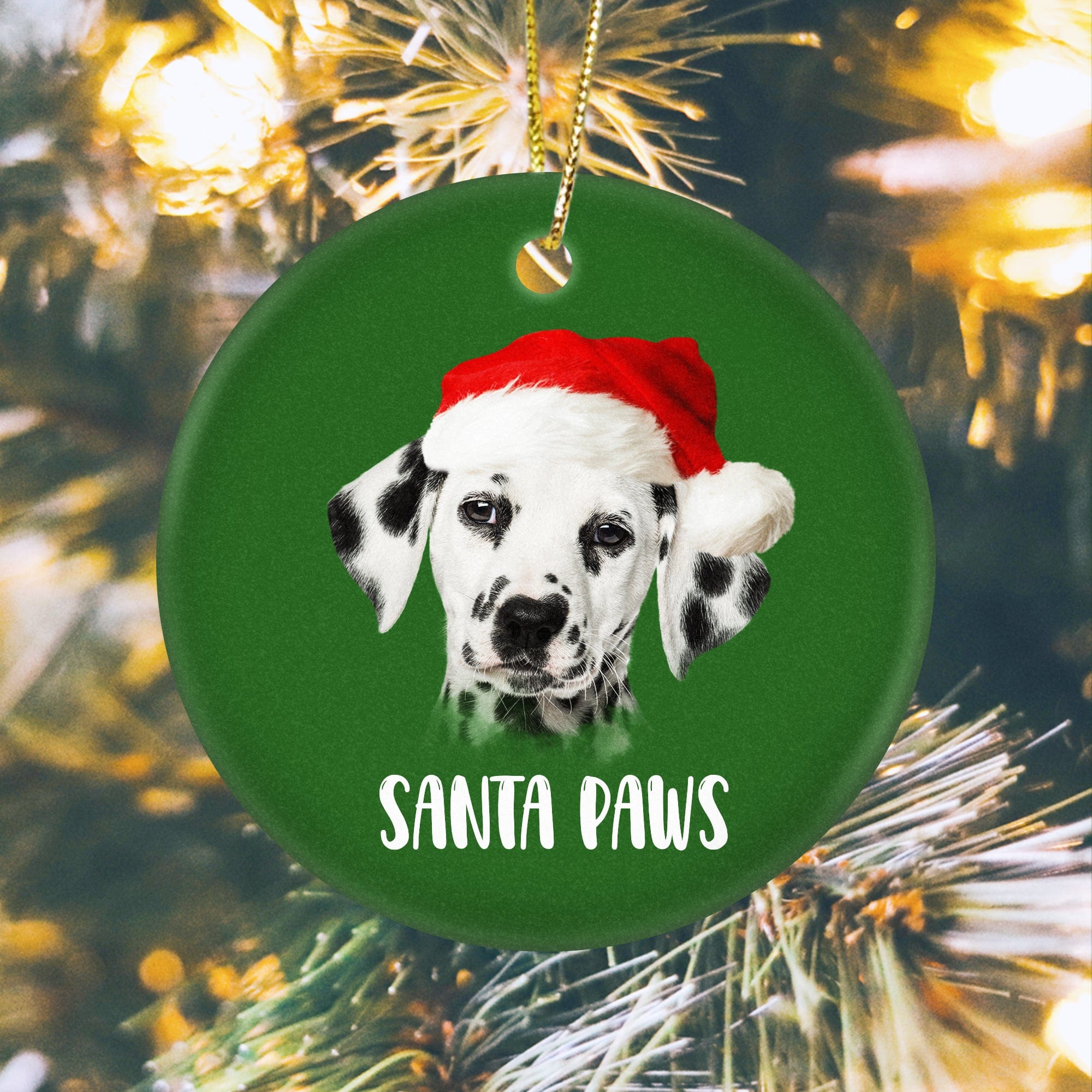 Royal and Paws - Ornament Custom Pet Face Christmas Ornament Green