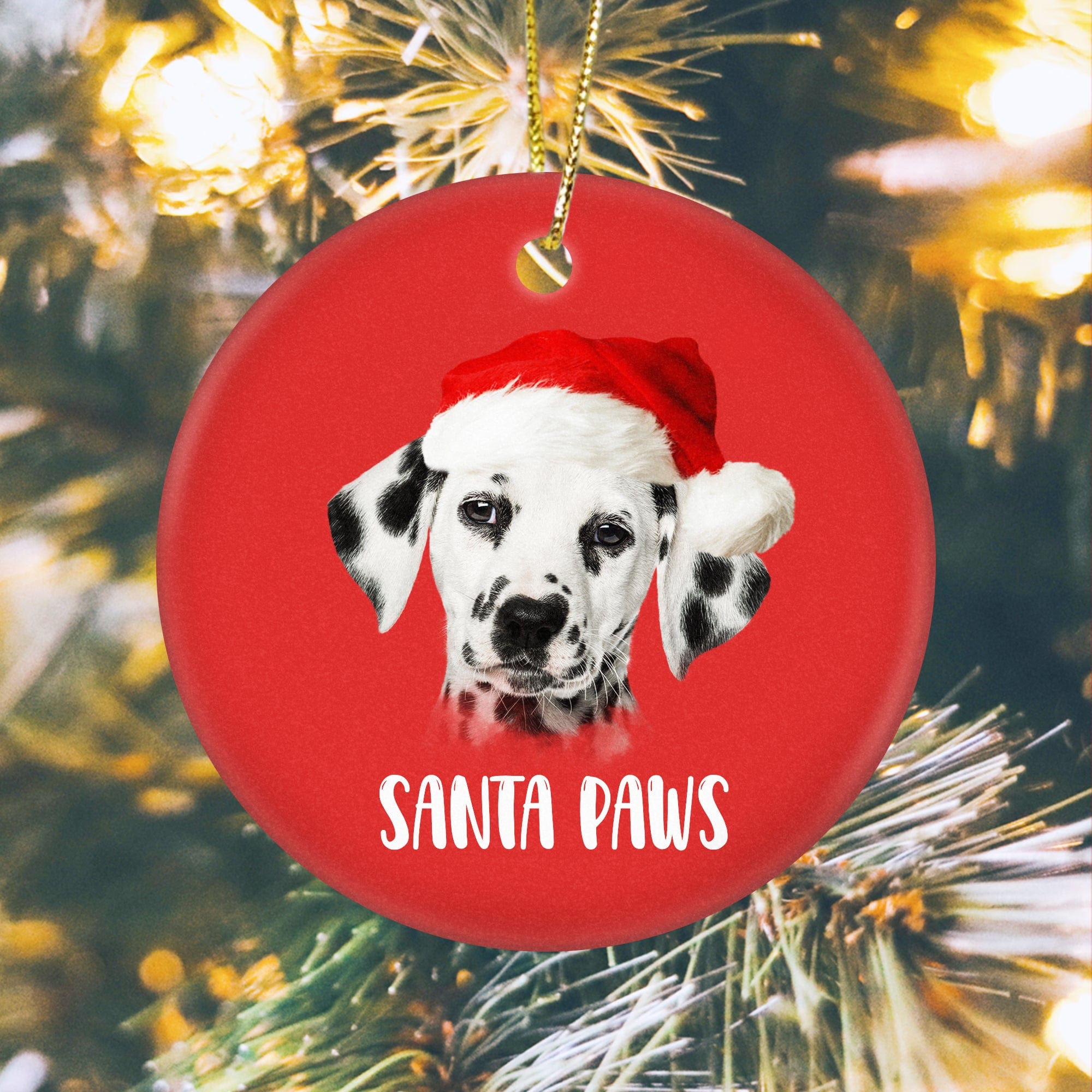 Royal and Paws - Ornament Custom Pet Face Christmas Ornament Red