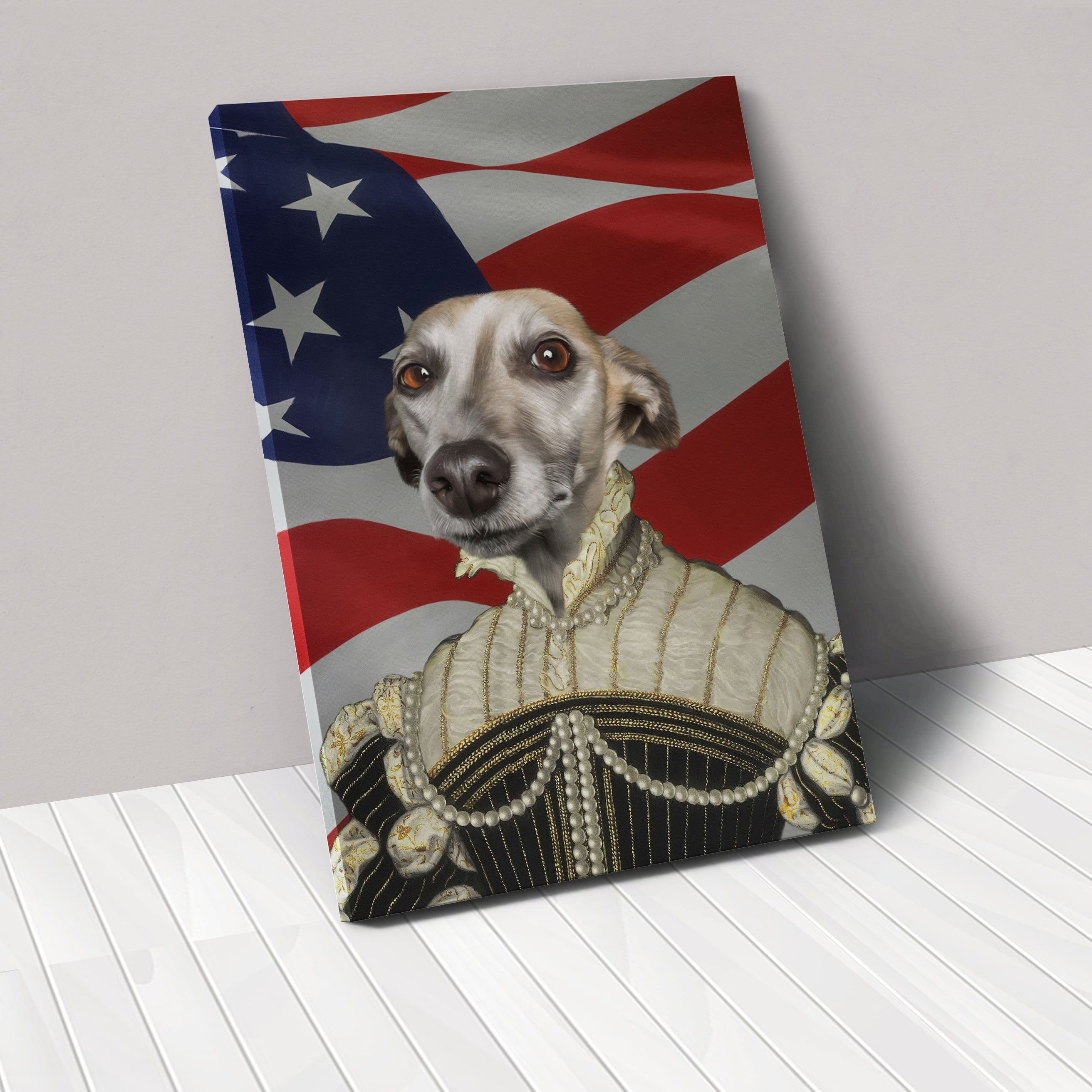 The Pearled Lady - USA Flag Edition - Custom Pet Canvas
