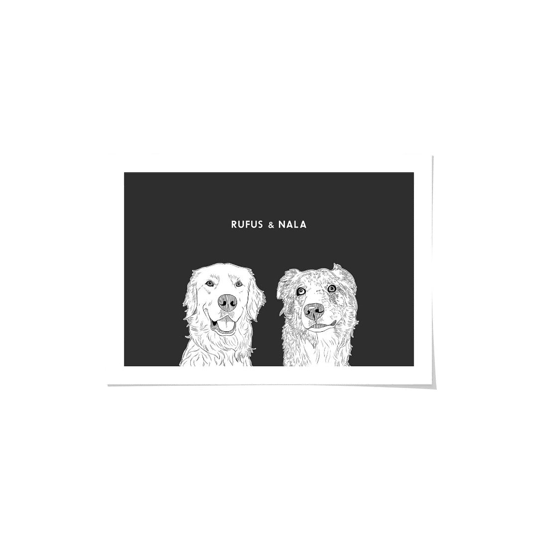 Royal and Paws - Framed Poster Illustrated Pet Portrait - Two Pets
