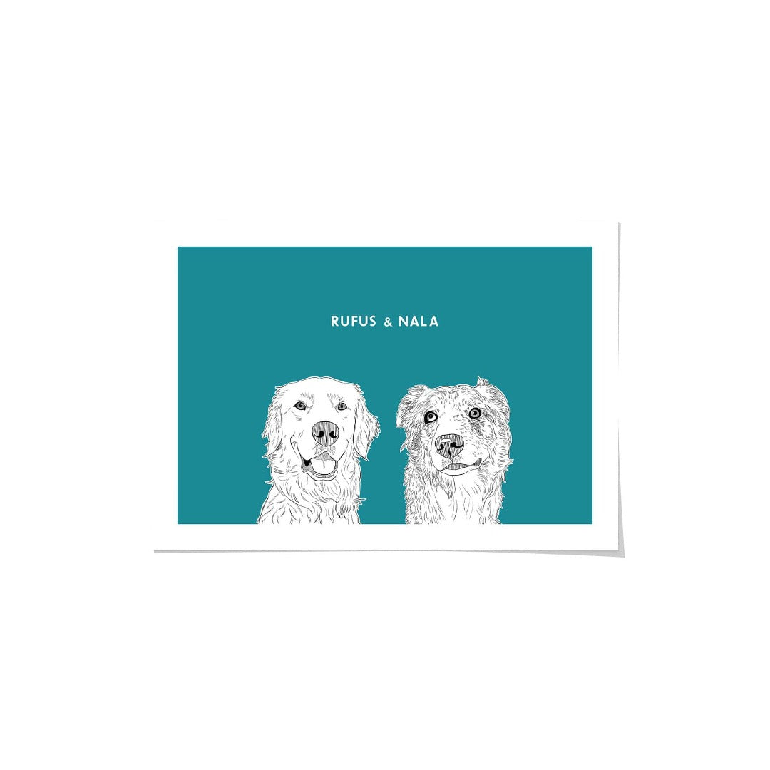 Royal and Paws - Framed Poster Illustrated Pet Portrait - Two Pets