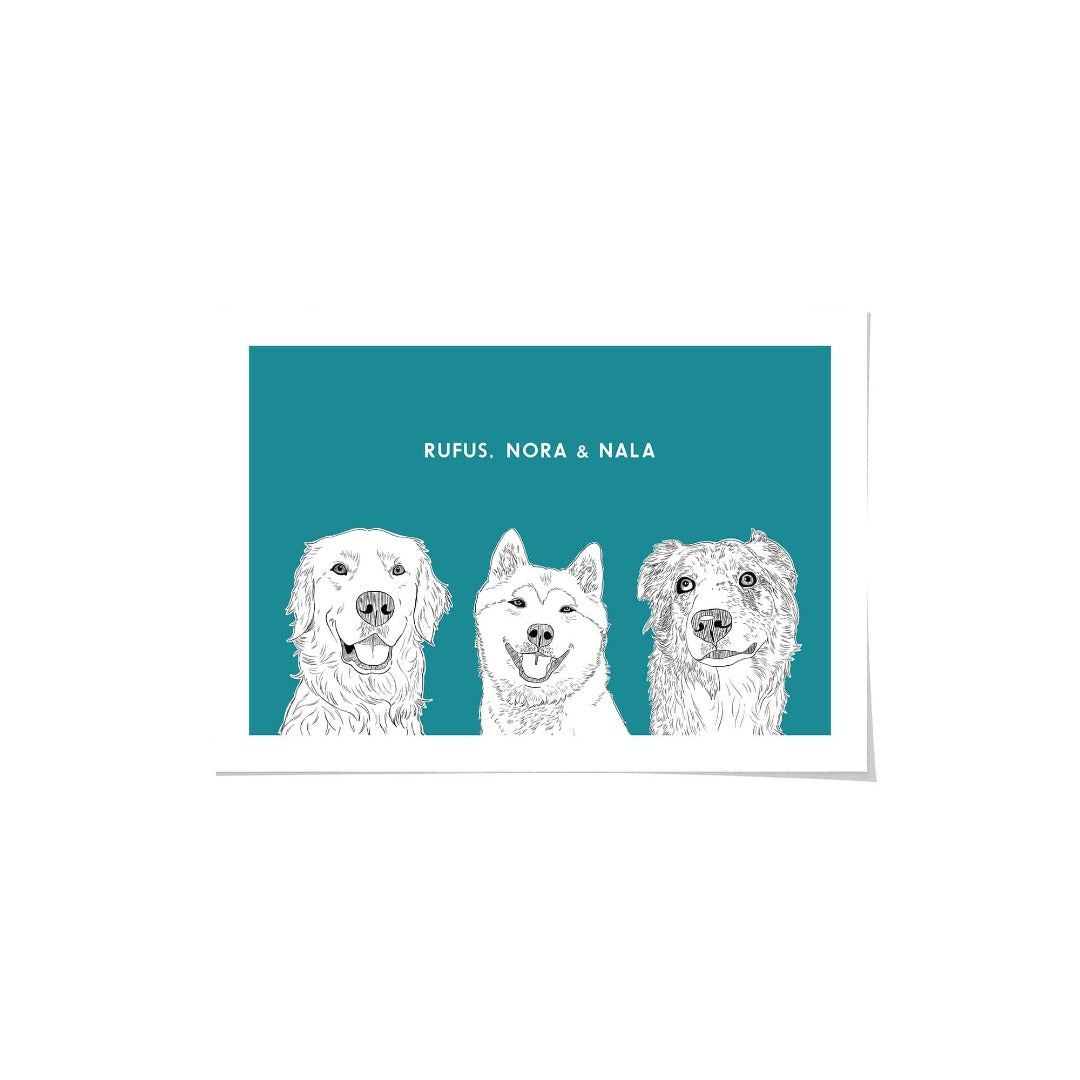 Royal and Paws - Framed Poster Illustrated Pet Portrait - Three Pets