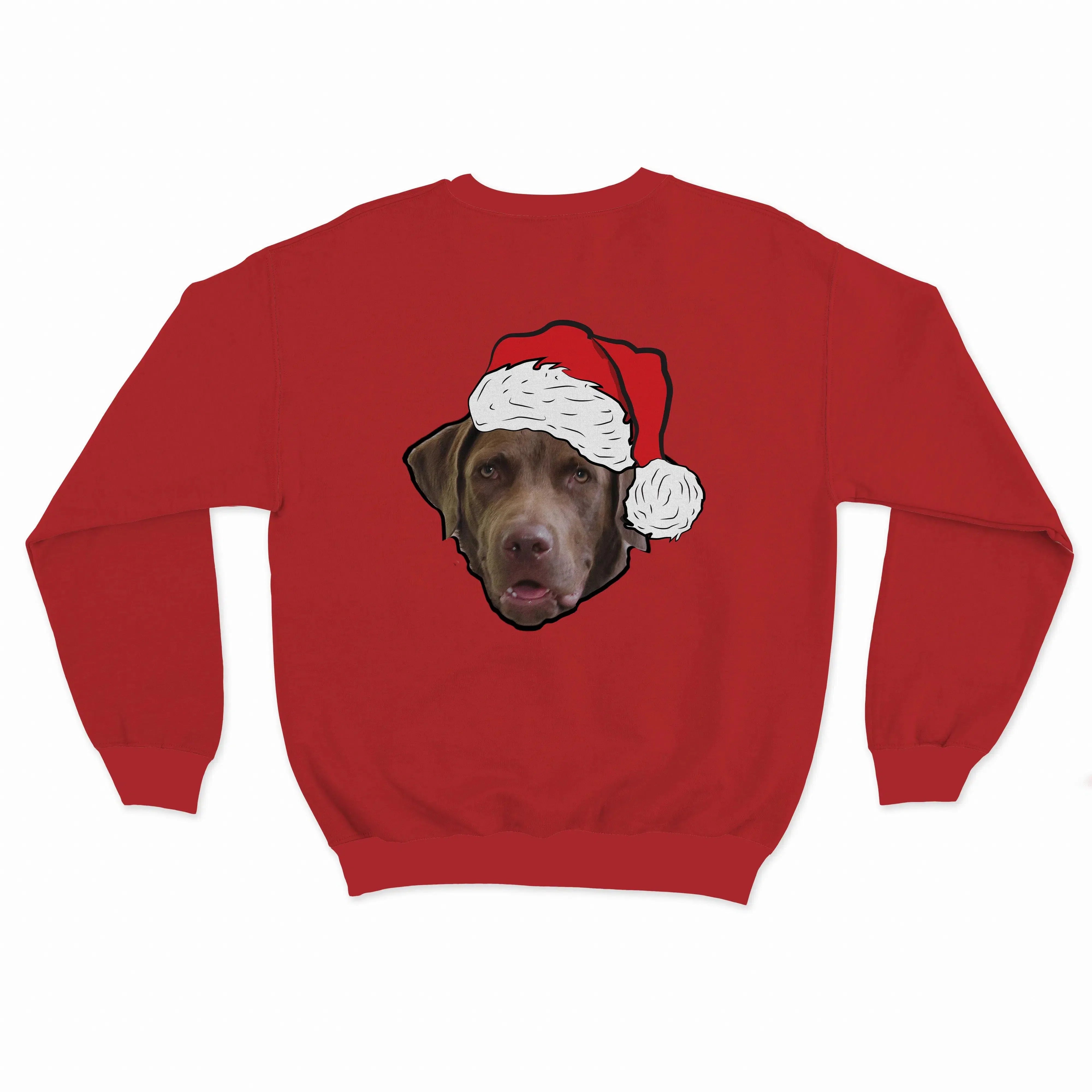 Royal and Paws - Custom Clothing Novelty Pet Face Christmas Sweatshirt Christmas Red / Santa Hat / S