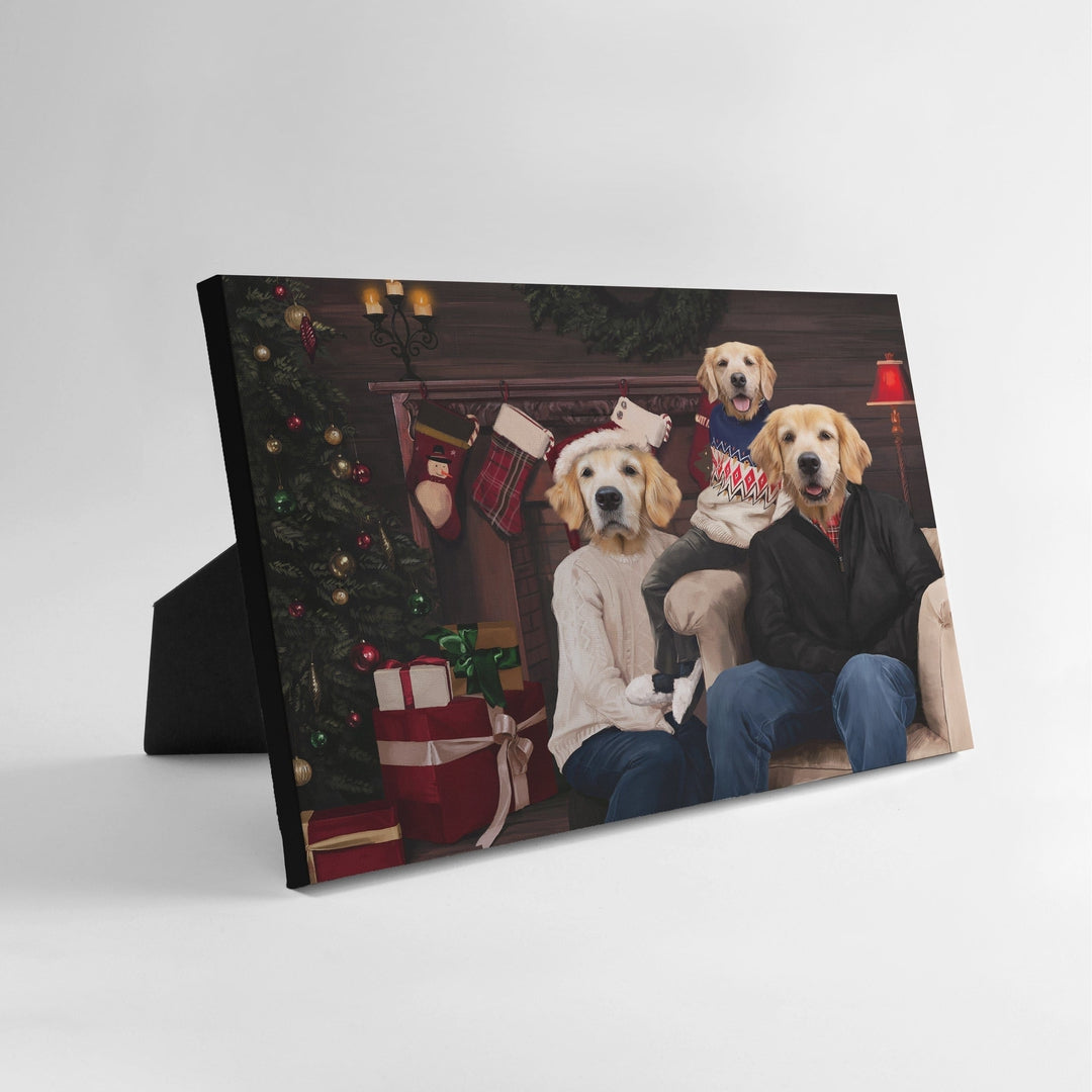Royal and Paws - Standing Canvas The Family Christmas (Three Pets) - Custom Standing Canvas 8" x 10" / Family A