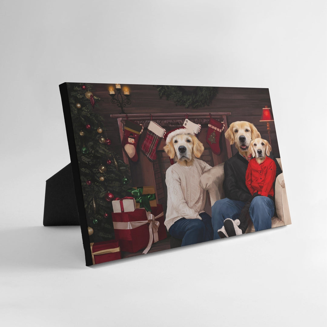 Royal and Paws - Standing Canvas The Family Christmas (Three Pets) - Custom Standing Canvas 8" x 10" / Family B