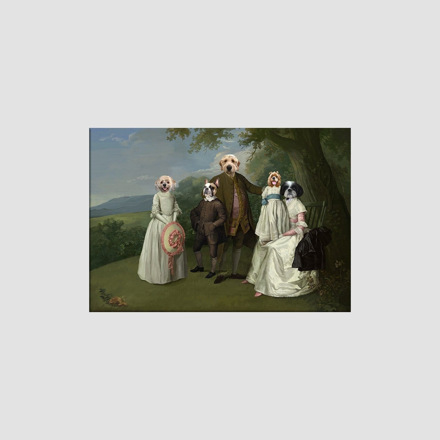 Royal and Paws - Canvas The Family Picnic (Five Pets) - Custom Pet Canvas 8" x 10" / Family B