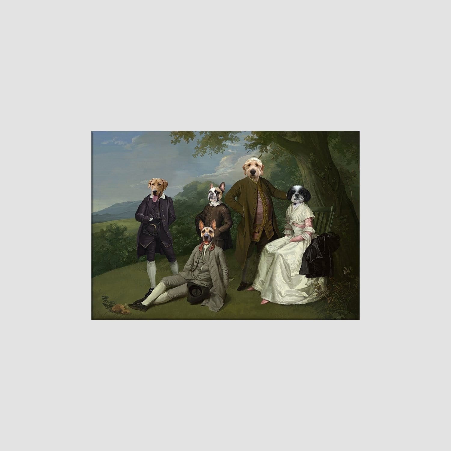 Royal and Paws - Canvas The Family Picnic (Five Pets) - Custom Pet Canvas 8" x 10" / Family C