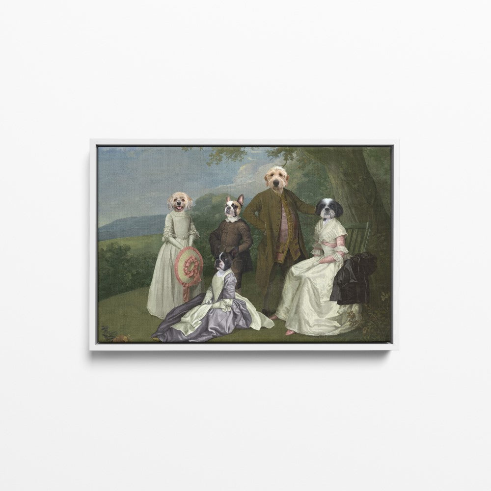 The Family Picnic (Five Pets) - Custom Pet Canvas