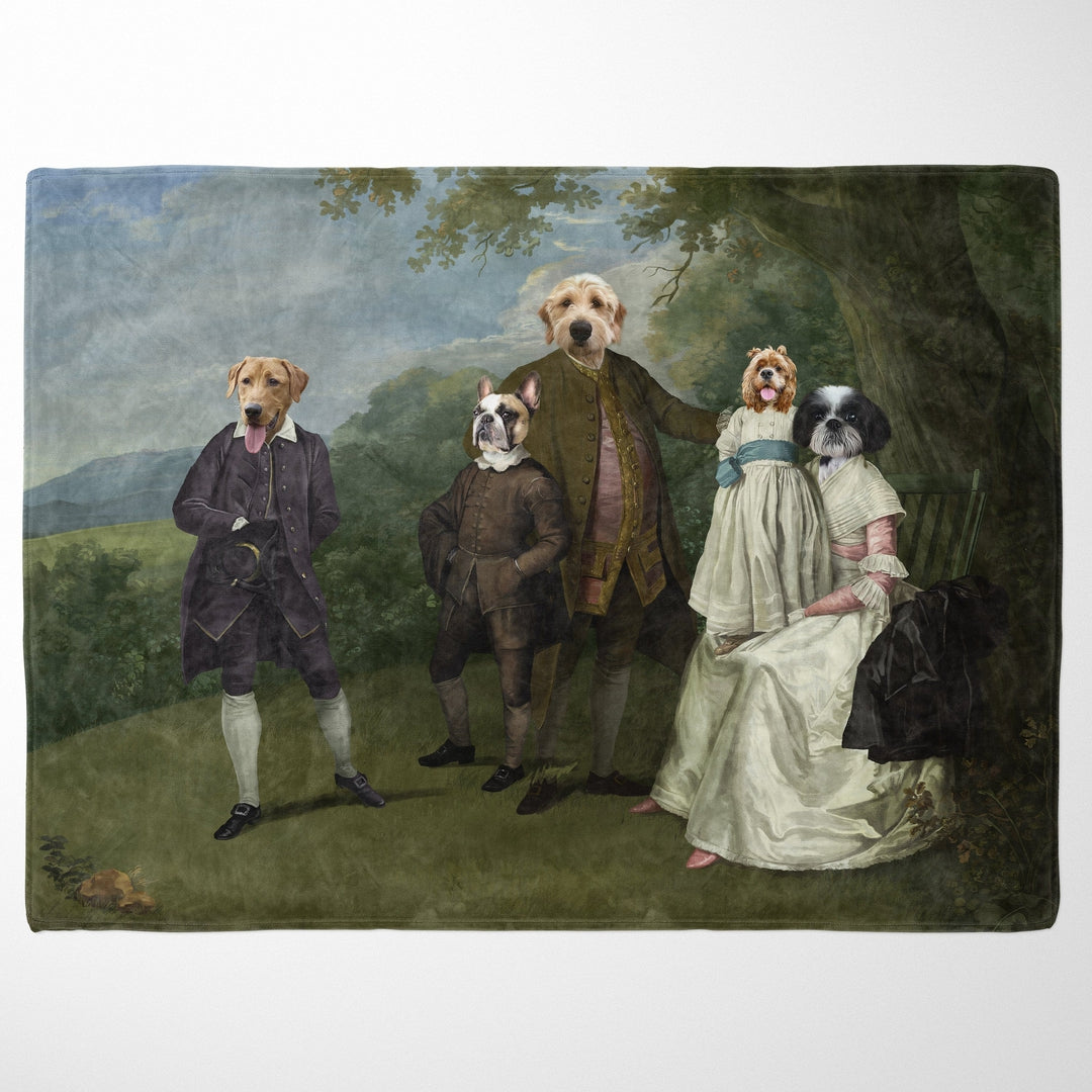 Royal and Paws - Blanket The Family Picnic (Five Pets) - Custom Pet Blanket 30" x 40" / Family A