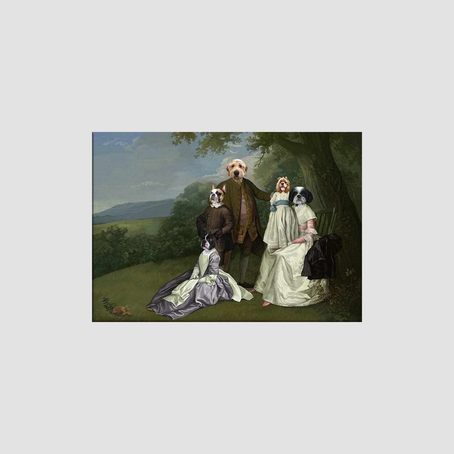 Royal and Paws - Canvas The Family Picnic (Five Pets) - Custom Pet Canvas 8" x 10" / Family J