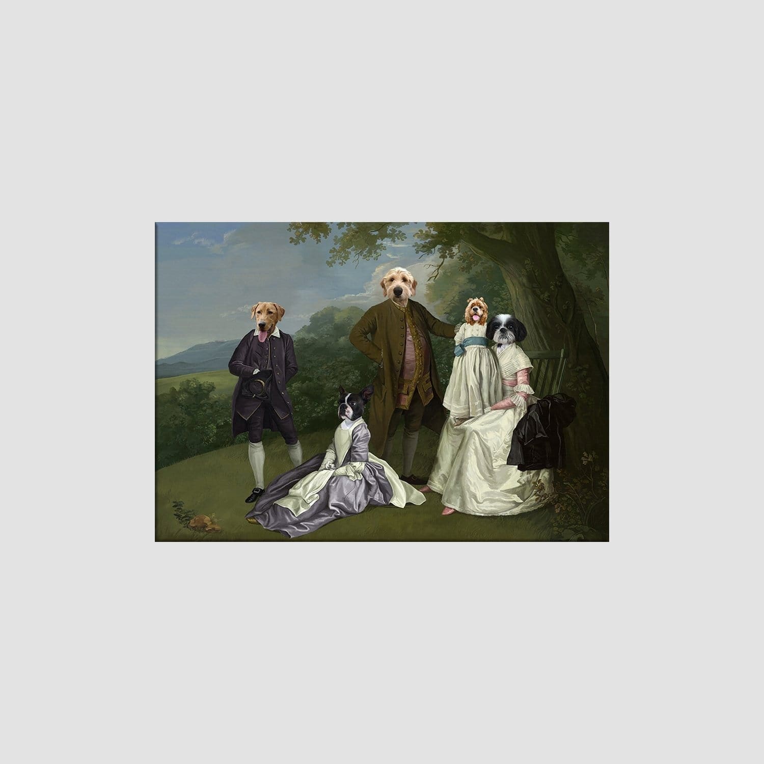 Royal and Paws - Canvas The Family Picnic (Five Pets) - Custom Pet Canvas 8" x 10" / Family K