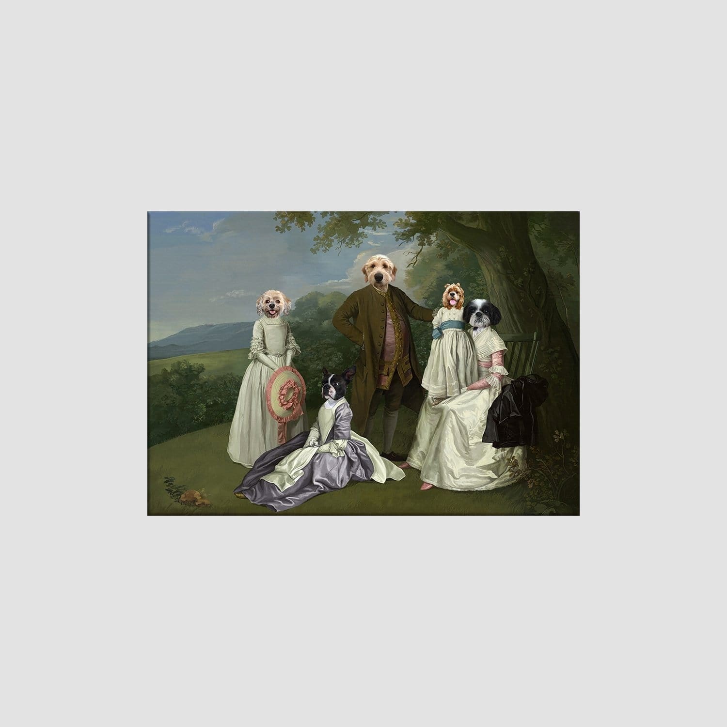 Royal and Paws - Canvas The Family Picnic (Five Pets) - Custom Pet Canvas 8" x 10" / Family L