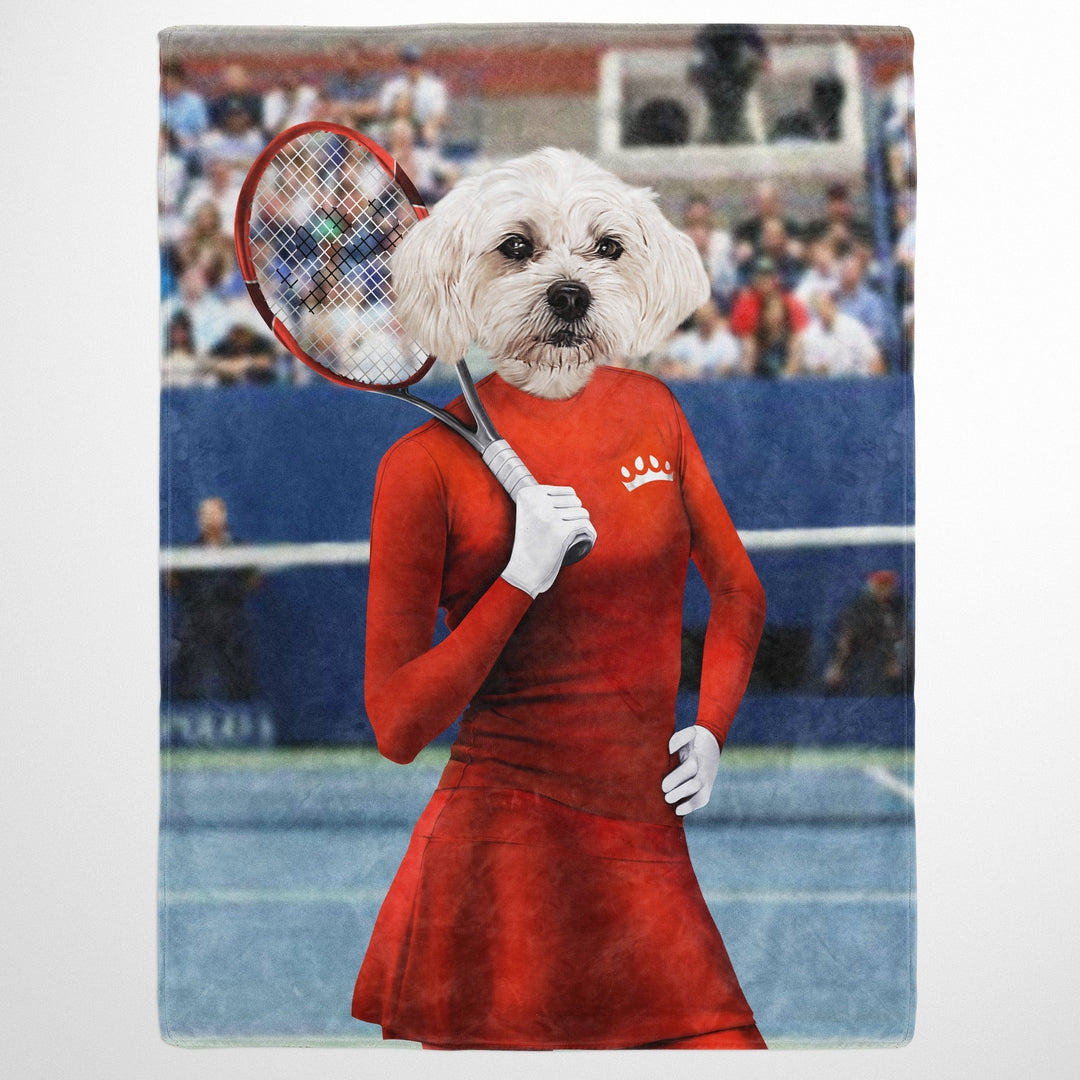 Royal and Paws - Blanket Female Tennis Player - Custom Pet Blanket 30" x 40" / Red