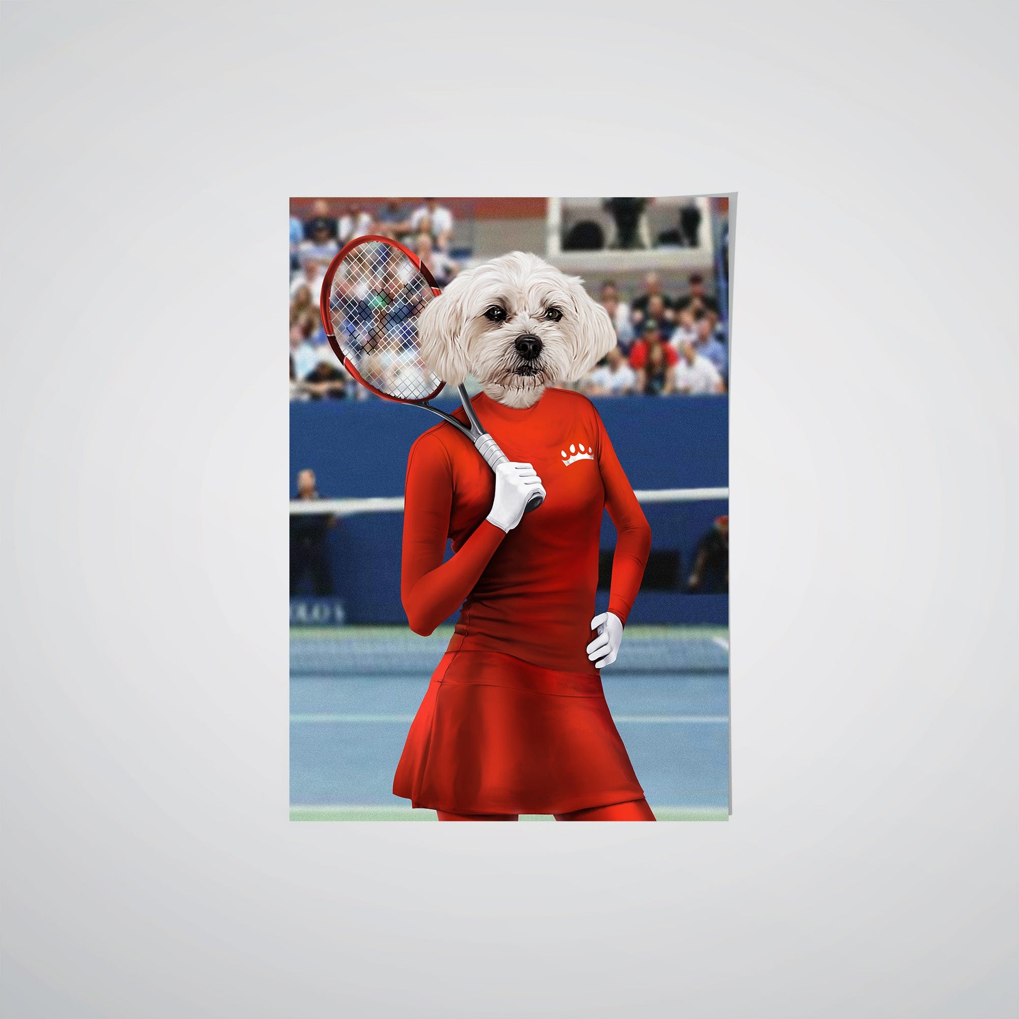 Royal and Paws - Poster Female Tennis Player - Custom Pet Poster 8.3" x 11.7" / Red