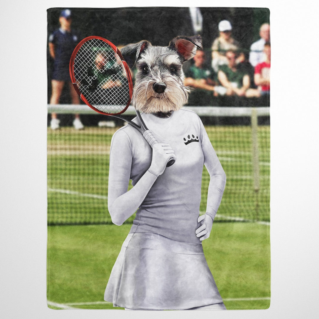 Royal and Paws - Blanket Female Tennis Player - Custom Pet Blanket 30" x 40" / White