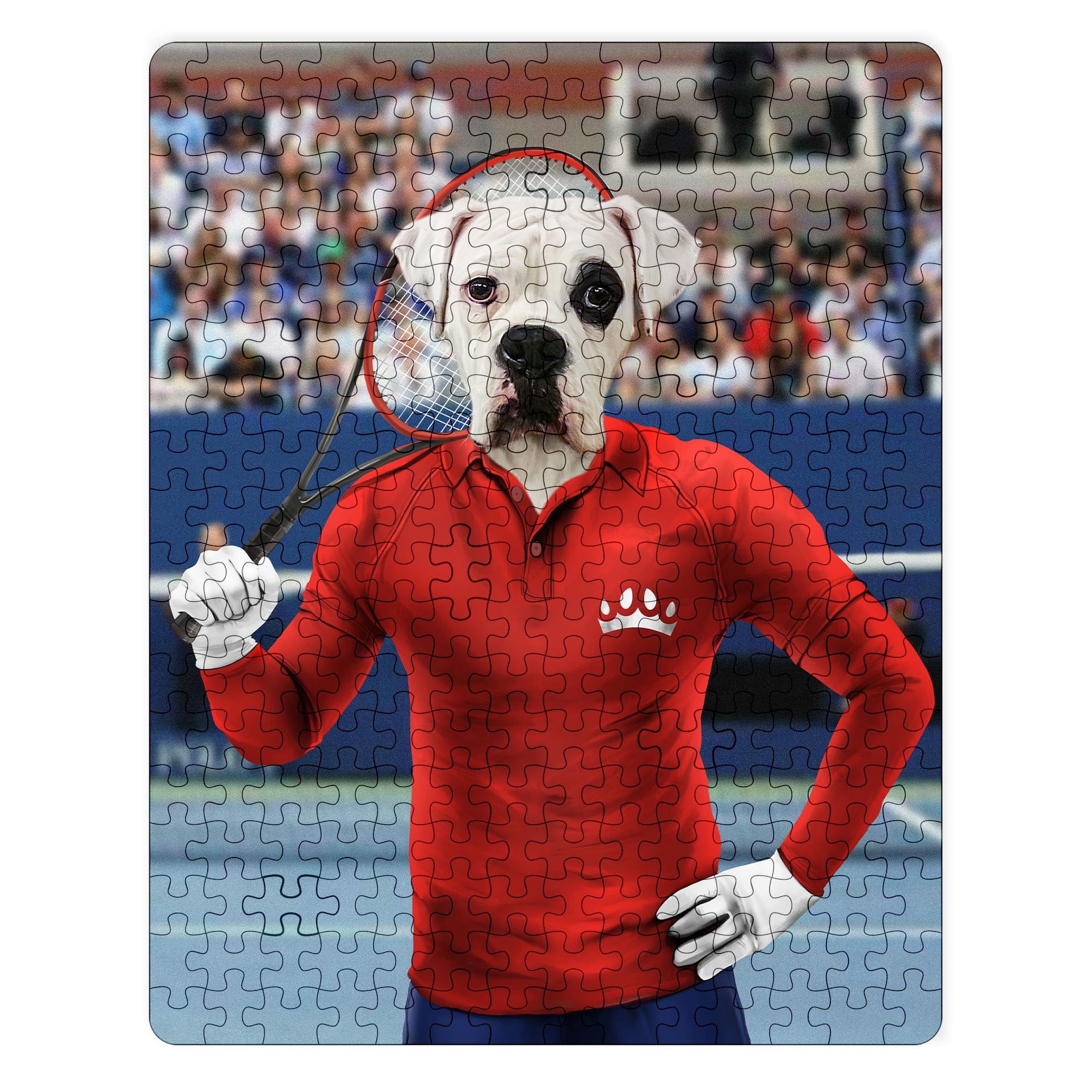 Royal and Paws - Puzzle Male Tennis Player - Custom Puzzle 11" x 14" / Red
