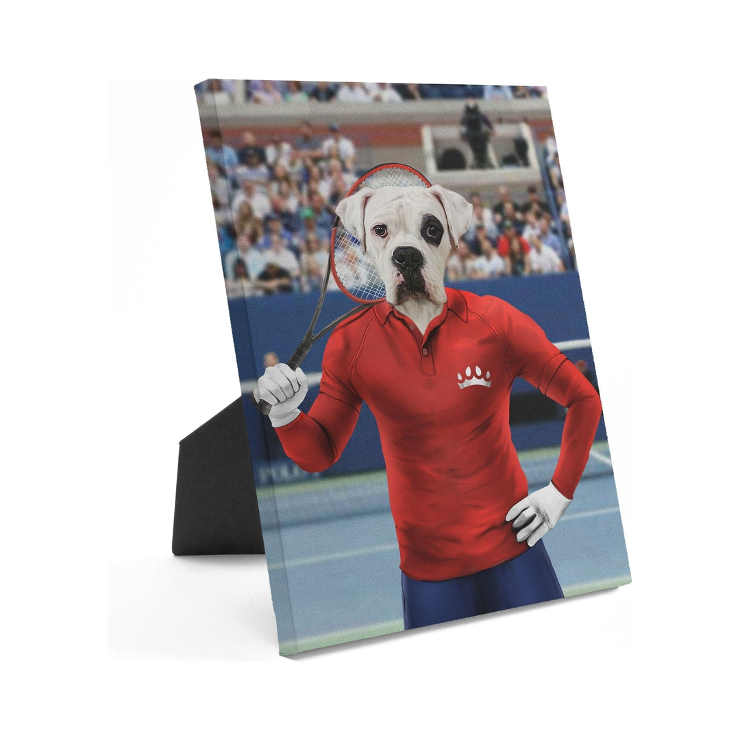 Royal and Paws - Standing Canvas Male Tennis Player - Custom Standing Canvas 8" x 10" / Red
