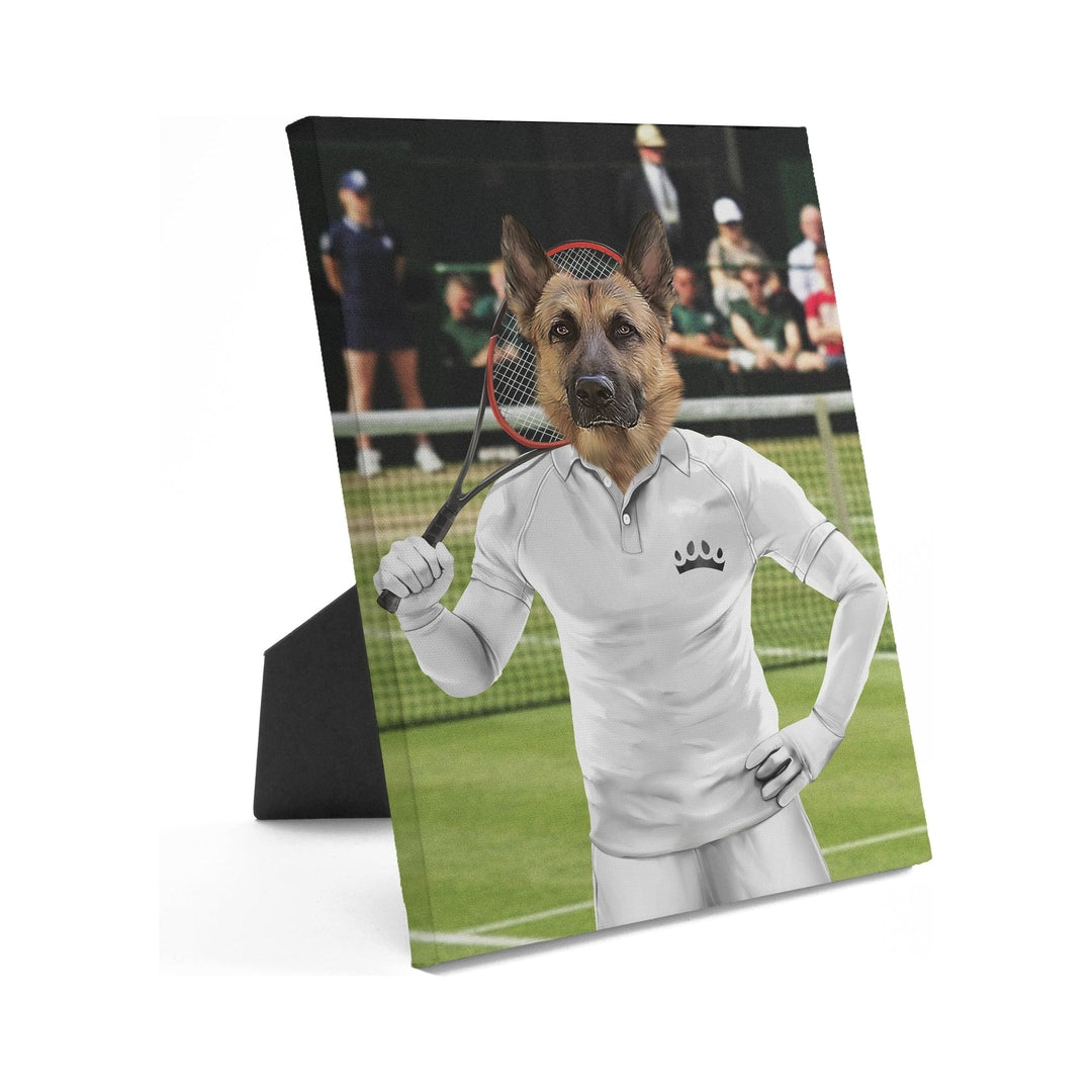 Royal and Paws - Standing Canvas Male Tennis Player - Custom Standing Canvas 8" x 10" / White