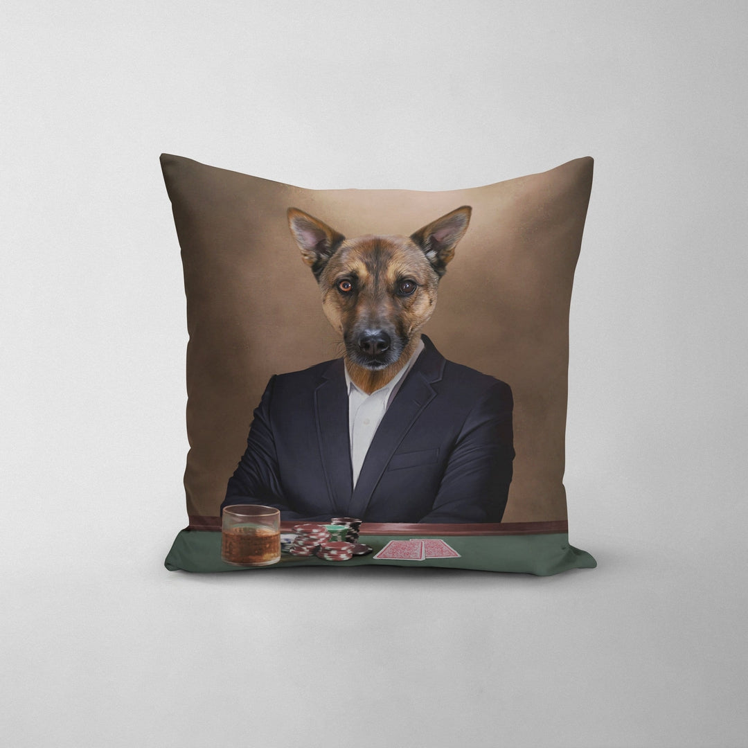 The Poker Player - Custom Throw Pillow