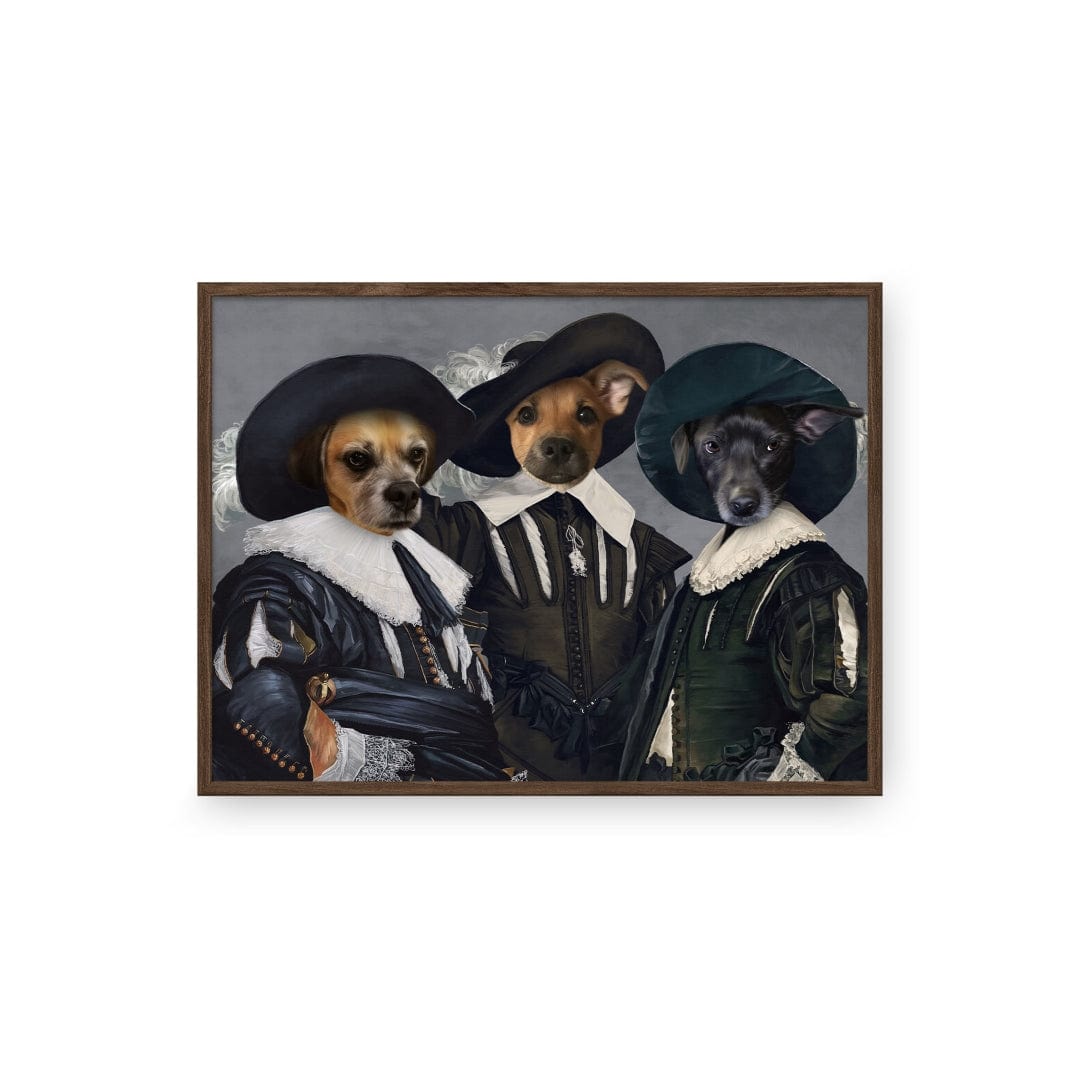 Royal and Paws - Poster The Three Musketeers - Custom Pet Poster 8.3" x 11.7" / Walnut