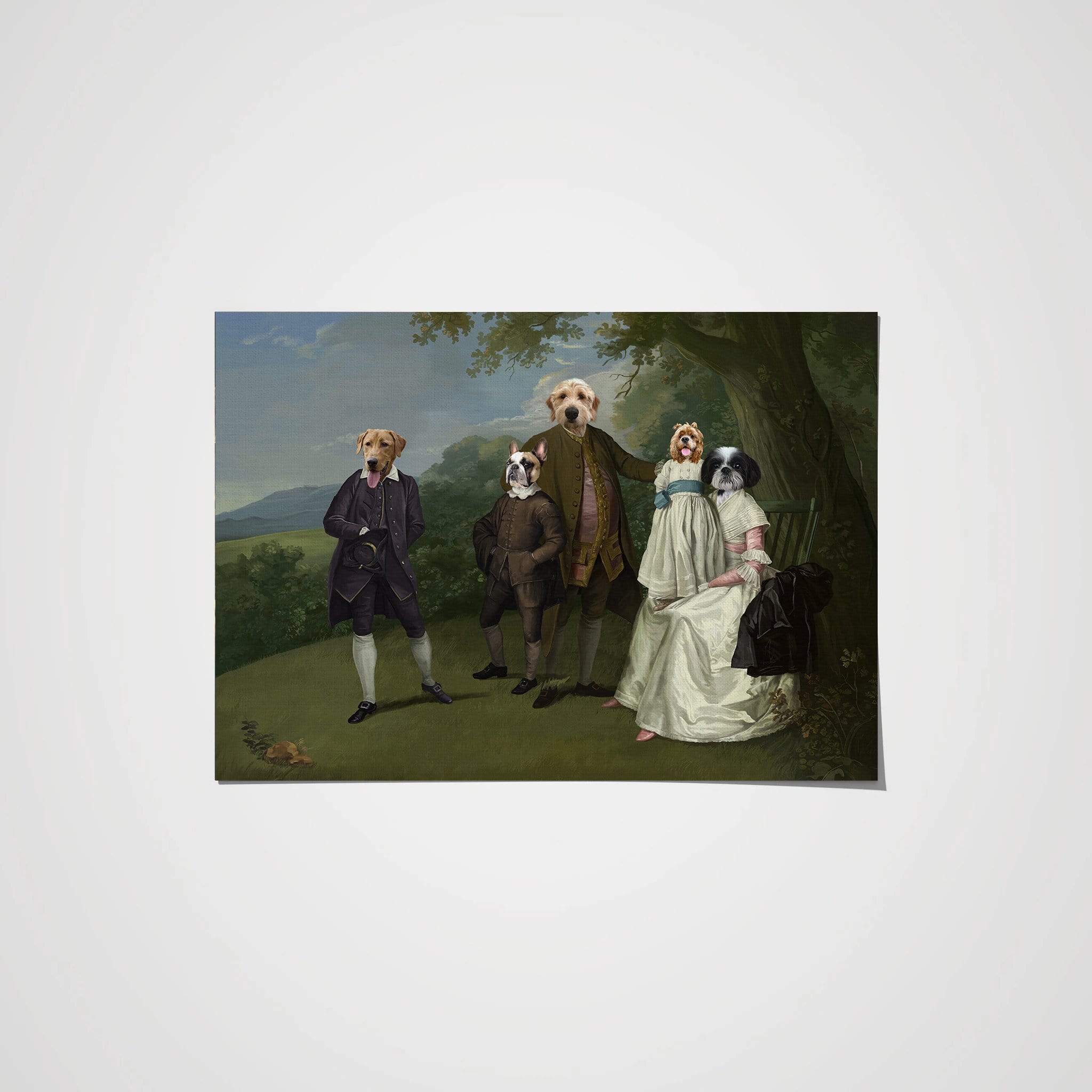 Royal and Paws - Poster The Family Picnic (Five Pets) - Custom Pet Poster 8.3" x 11.7" / Family A